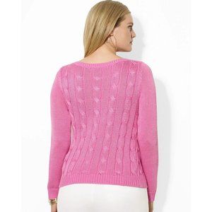 Ralph Lauren Lauren Boat Neck Cable Knit Sweater in Pink